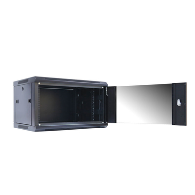 19'' Room Network Server Rack Enclosure Black Wall Mount SPCC Steel 100kg Load 4U-18U