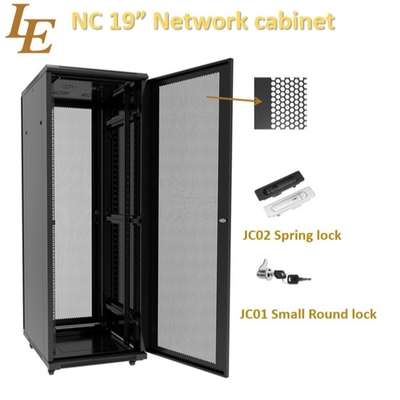 SPCC 42U Black Server Rack Network Cabinet With Vented Front Door 19
