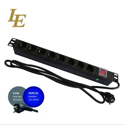 Aluminium Alloy Material 1U 19 Inch Black PDU For Germany Market