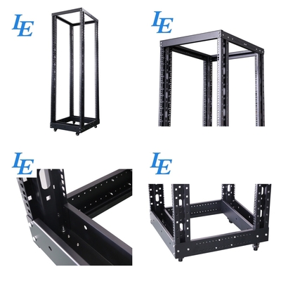 LE-RD Heavy Duty Open Rack SPCC Steel Construction Powder Coated Finish Adjustable Depth Mobile Solution4 Post Open Frame Server Rack 18U-47U 600mm-1000mm Depth 500kg Load Capacity SPCC Steel CE