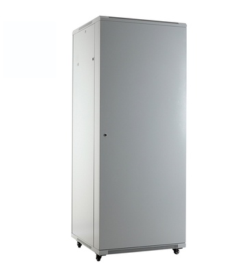19 inch 18U-42U Floor Standing Rack Cabinets Network Solutions 2 Sections Side Panels With Decorative Strips On Glass Door