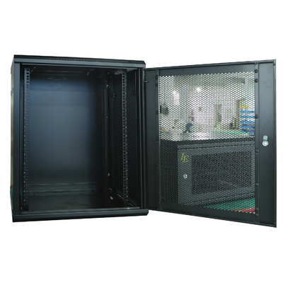 Black SPCC 15U Vented Door Wall Mount Server Rack Cabinet Rack Mount Data Network Enclosure 19-inch IT Network Cabinet