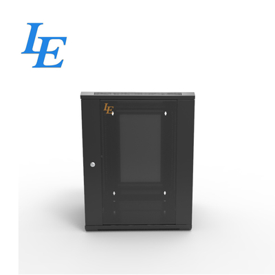 19 Inches RAL9005 6U 9U 12U 15U Black Double Section SPCC Metal Wall Mount Cabinet Rack Enclosure with Temepred Glass Front Door