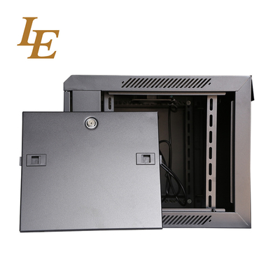 19 Inch 4U 6U 9U 12U 600mm Width RAL9004 Black Single Section Wall Mounted Cabinets Tempered Glass Front Door with Locks