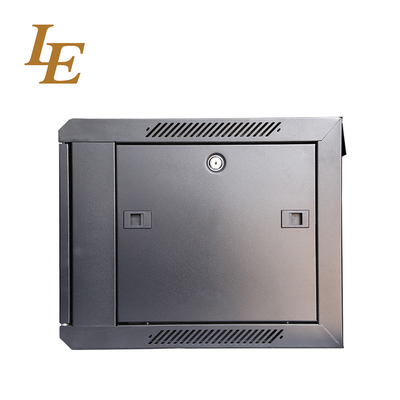 19 Inch 4U 6U 9U 12U 600mm Width RAL9004 Black Single Section Wall Mounted Cabinets Tempered Glass Front Door with Locks