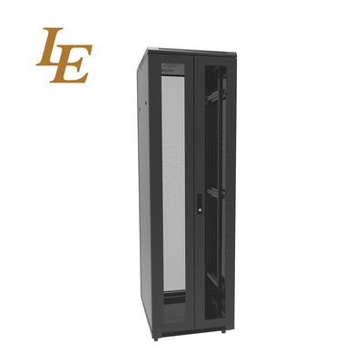 19-Inch 42U 600x600mm High Ventilation Data Center Server Racks Dual Open Slided Doors With Handle Locks RAL9004 Black IT Infrastructure Cabinets