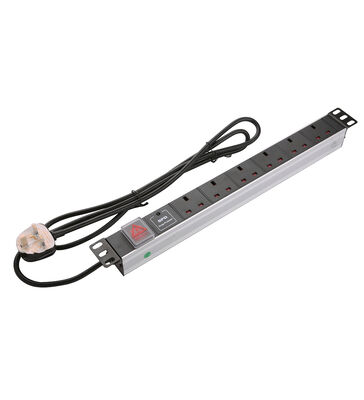 Industrial Power Distribution Unit UK Socket 1U Height Aluminium Alloy 8 Sockets & 6 Outputs 250V AC 13A