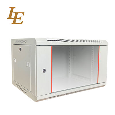 19 Inch RAL7035 600mm Wide 450mm Deep Wall Mounted Cabinet Tempered Glass Front Door with Decorative Strips Brush Cable Entry Available