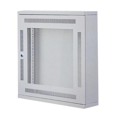 19 Inch Server Rack Cabinet 12U Wall Mounted Network Cabinet with Tempered Glass Door and Cable Entry on Top and Bottom