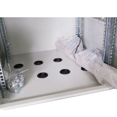 19" IP45/IP55/IP65 Metal Waterproof Outdoor Cabinet 600mm Wide Wall Mounted Dustproof And Water Resistance Cooling Fans Enclosure Racks Ral7035SN Pole Mounted for Choice Cable Entry on Bottom