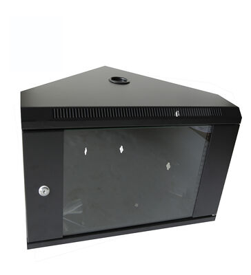 Wall Mount Server Rack Custom 19 Inch 18U Single Section SPCC Cold Rolled Steel L Shaped 600mm Tempered Glass Door Fan Stock