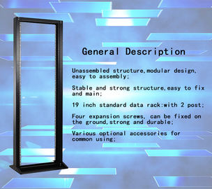 LE-RC Open Server Rack SPCC Quality Steel Powder Coated Finish 350mm 600mm Depth Options 19 Inch Standard2 Post Open Frame Server Rack 18U-47U 600mm Width 120kg Load Capacity Cold Rolled Steel Constru
