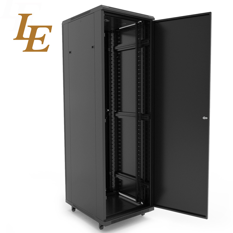 19 Inch SPCC Floor Standing Network Cabinet With Tempered Glass Door