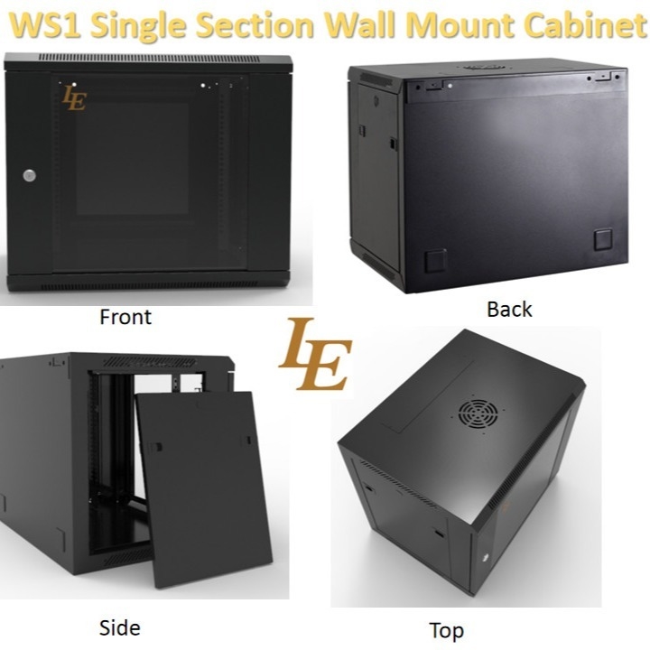 IP20 6U Wall Mount Cabinet Rack Mount Cabinet Black Tempress Glass Door