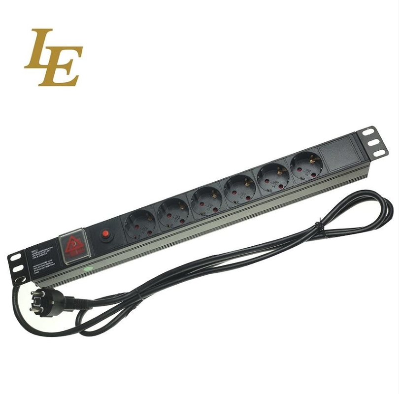 19 Inch Aluminum Black 6ways 8outlets Europe Germany Type Power Distribution Unit IT Network Cabinet Smart Socket PDU