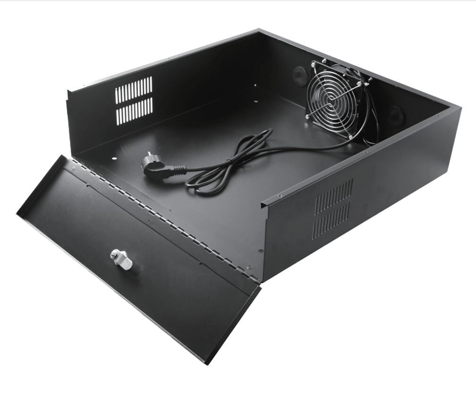18"x18"x5" Metal DVR Lockbox with Cooling Fan for DVRs and NVRs MDVR Steel Box IP20 RAL7035 Grey RAL9004 RAL9005 Black Metal Enclosure