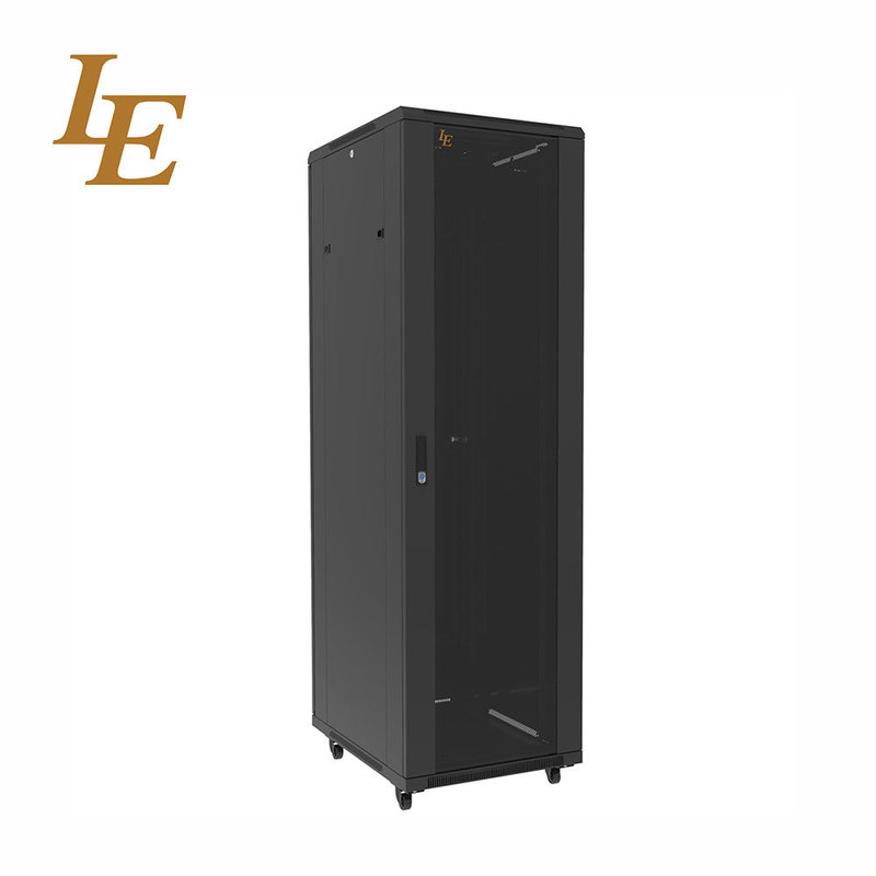 18U-47U 600mm 800mm Cold Rolled Steel Floor Standing Network Cabinet with Tempered Glass Front Door Powder Coated Stocked