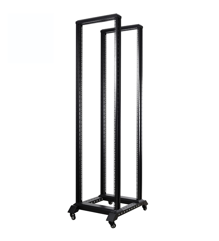 LE-RA Open Server Rack SPCC Quality Steel Powder Coated Finish 350mm 600mm Depth Options 19 Inch Standard 4-Post Mobile Open Frame Server Rack Adjustable Depth 18U-47U 600mm Width 120kg Load Capacity 