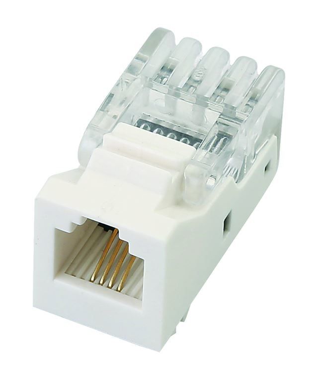 White Ethernet Keystone Jack CAT3 UTP 90 RJ45 Keystone Jack For Networking