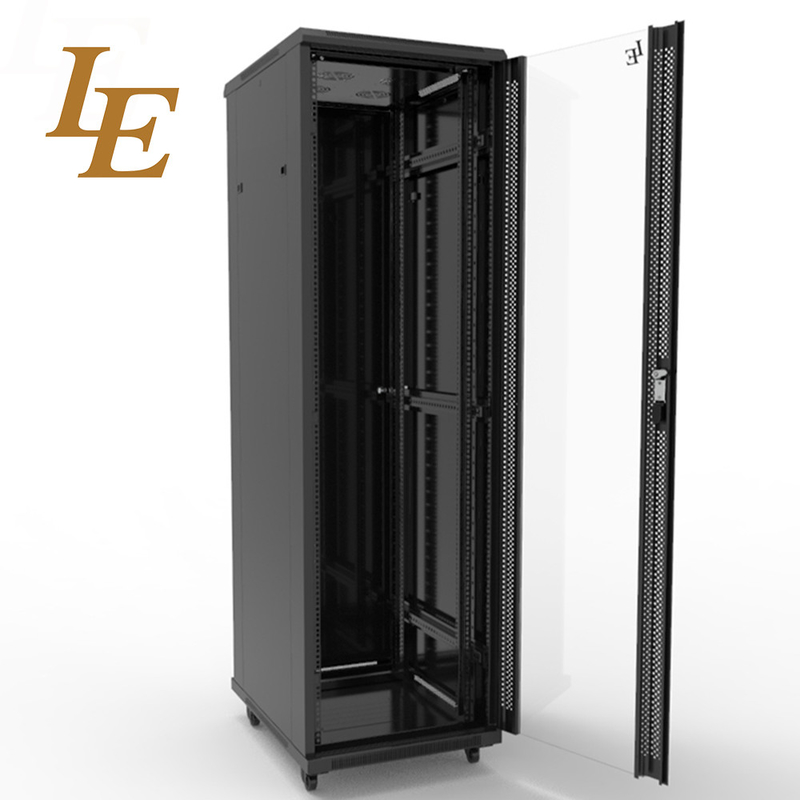 Cold Rolled Steel Network Server Cabinet 18 - 47U Height With Tempered Glass Front Door