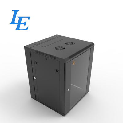 6U 9U 12U 15U 18U RAL9004 Black Swing Out Double Section Wall Mount Cabinet Server Rack Enclosure 600 Mm Glass Door