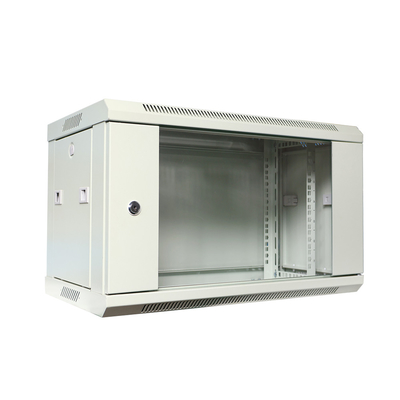 19 Inch Wall Mount Server Rack Cabinet With Glass Door For Network Equipment RAL7035