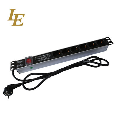 Server Rack PDU Aluminum Alloy 19 Inch 8 Way Power Distribution Unit with Germany Socket Type and KP Cower Switch 1U Height