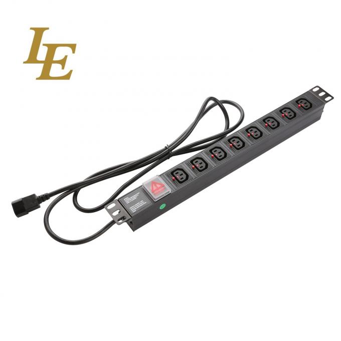 19 Inch Aluminum Black IEC Type 6 Ways 8 Outlets C13 C14 Power Distribution Unit 16Amp/32Amp With Commando Plug Available IEC320 Smart Socket PDU 1